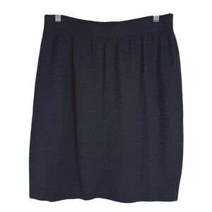 St. John Basics Pencil Skirt Womens Size 12 Black Santana Knit Solid SS-2123